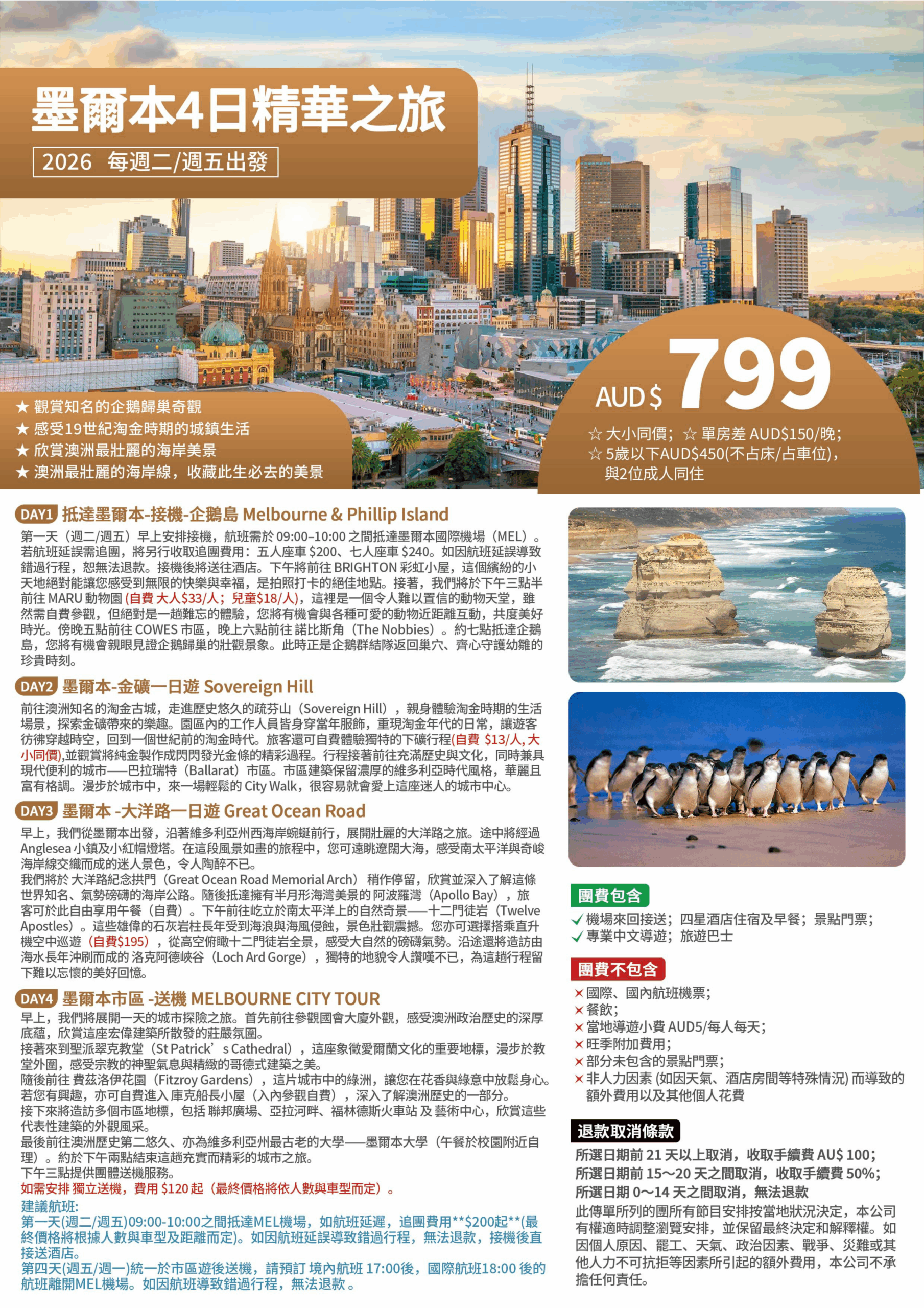 墨爾本經典四日遊